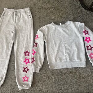 Grey Splendid Star-Embroidered Sweatshirt & Jogger Set